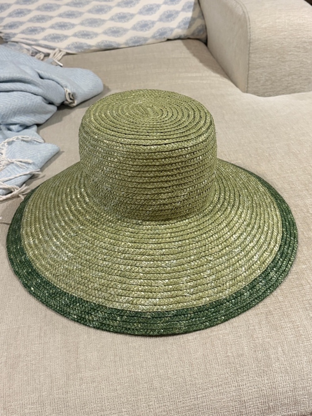 Anthropologie Wyeth Flower Pot Bucket Hat Straw Green Beach Vacation NEW NWT - Picture 6 of 14